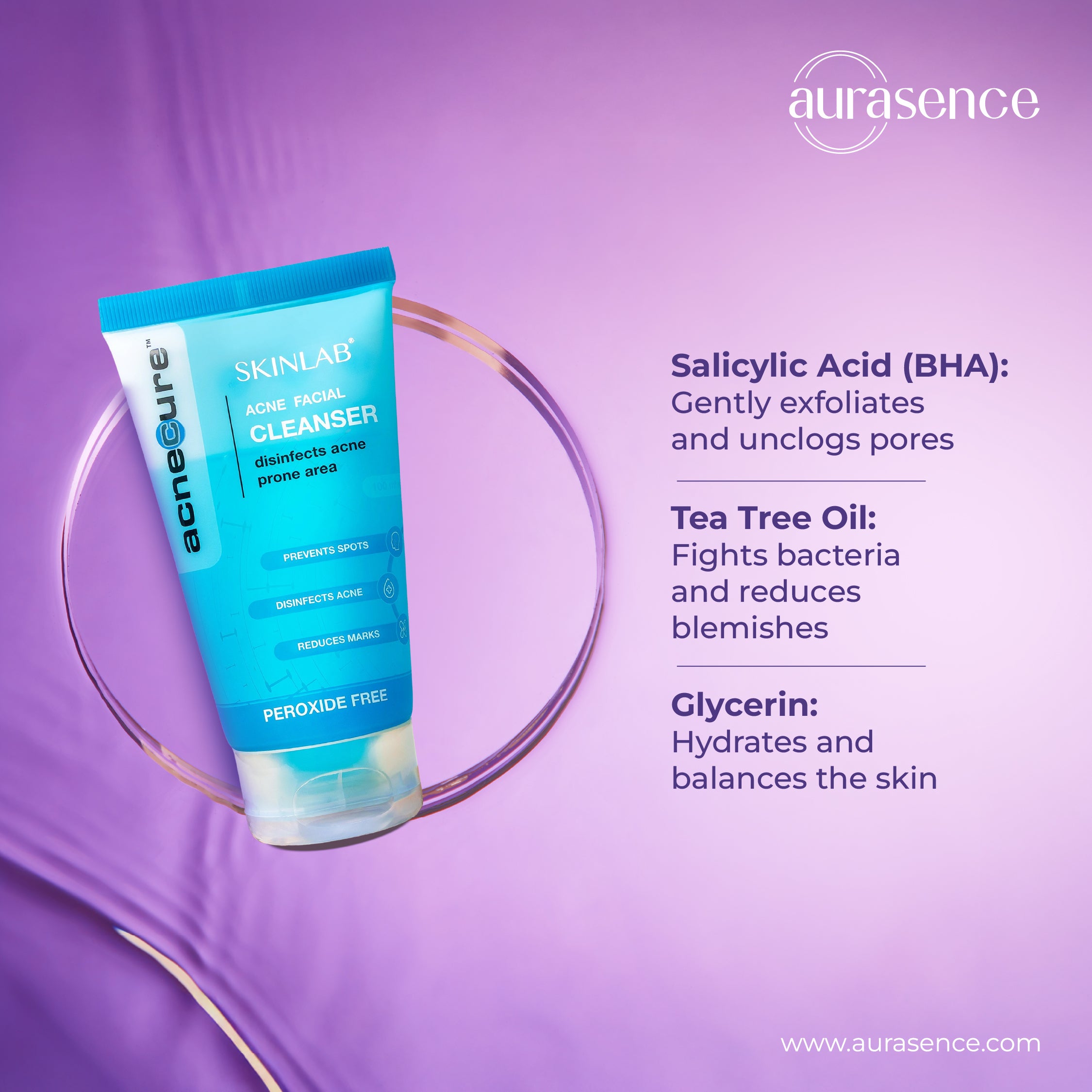 SKINLAB Acnecure Anti-Acne Face Cleanser UAE - Key Ingredients |  Aurasence