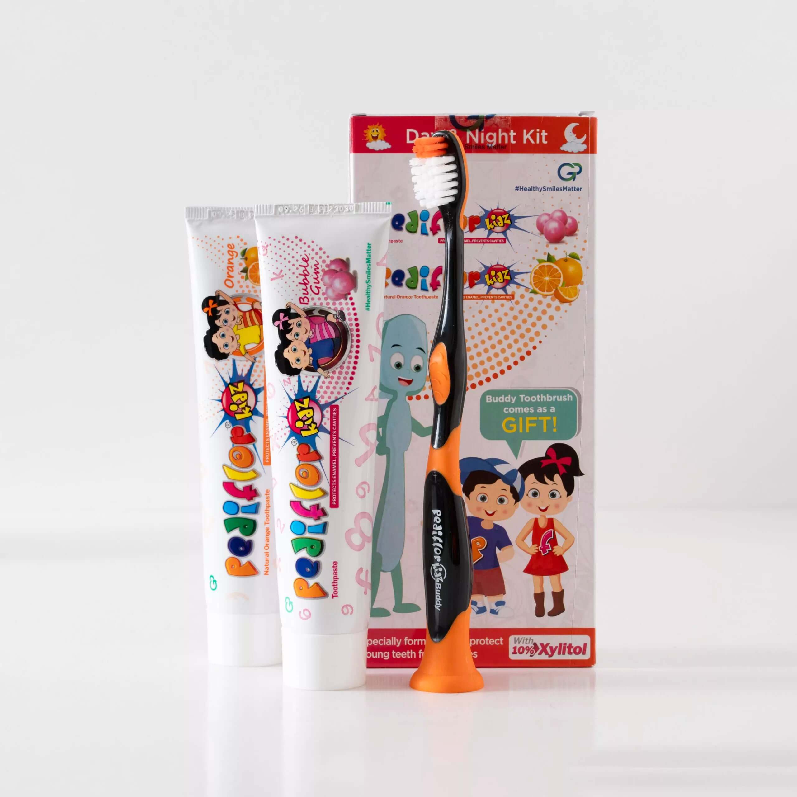 PediflorKidz Anti-cavity Fluoride | Toothpaste for Children | Orange & Bubble Gum with a FREE Tooth Brush In UAE | Aurasence