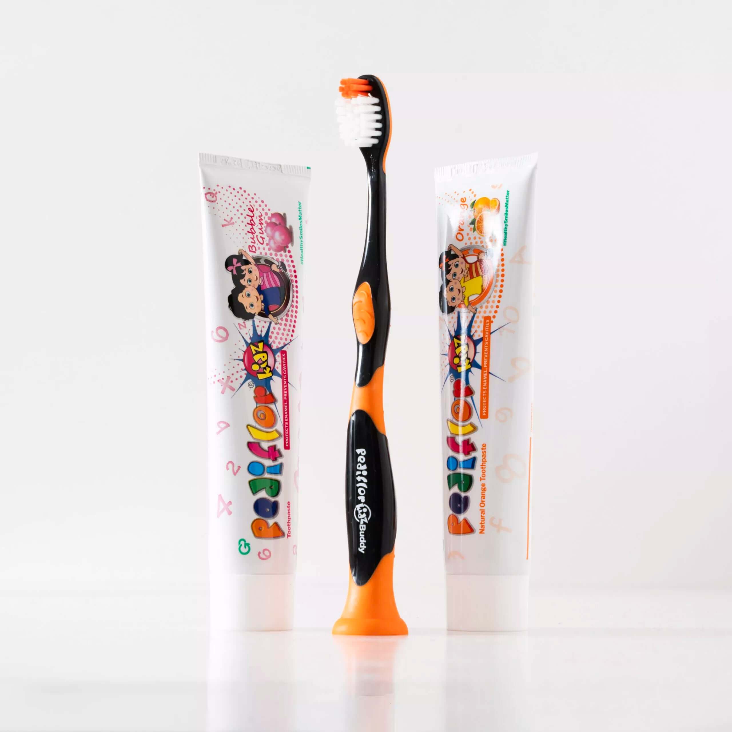 PediflorKidz Anti-cavity Fluoride | Day & Night KIT | Toothpaste for Children | Orange & Bubble Gum with a FREE Tooth Brush in UAE | Aurasence