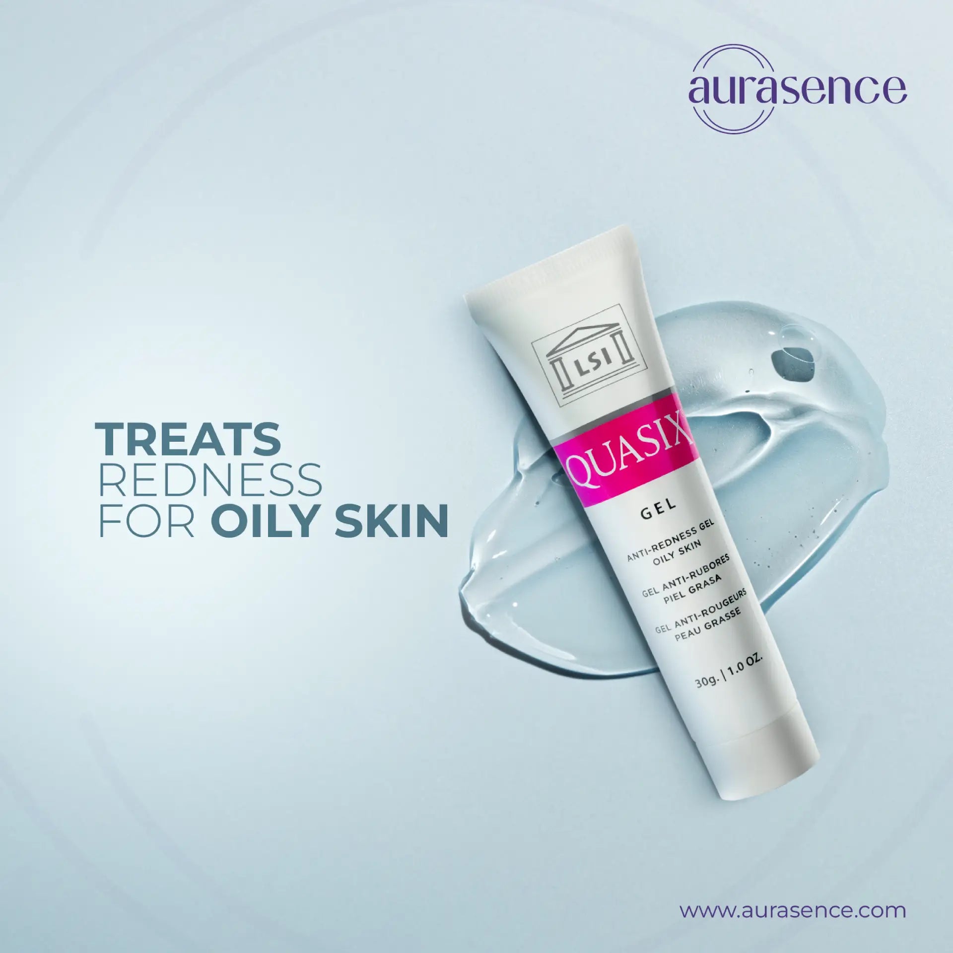 Buy Quasix Gel 30ml Pack in UAE | Redness & Rosacea Care - Treats Redness for Oily Skin | Aurasence