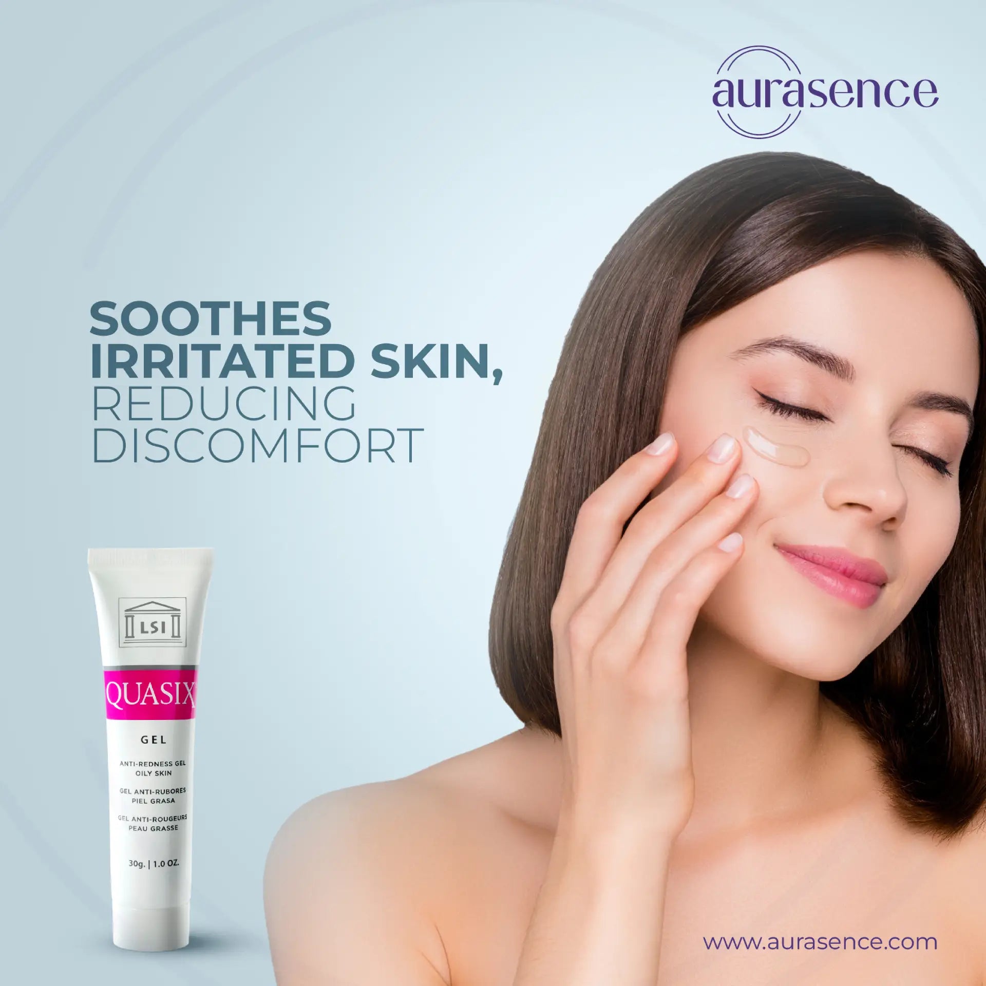Buy Quasix Gel 30ml Pack in UAE | Redness & Rosacea Care - Soothes Irritated Skin | Aurasence
