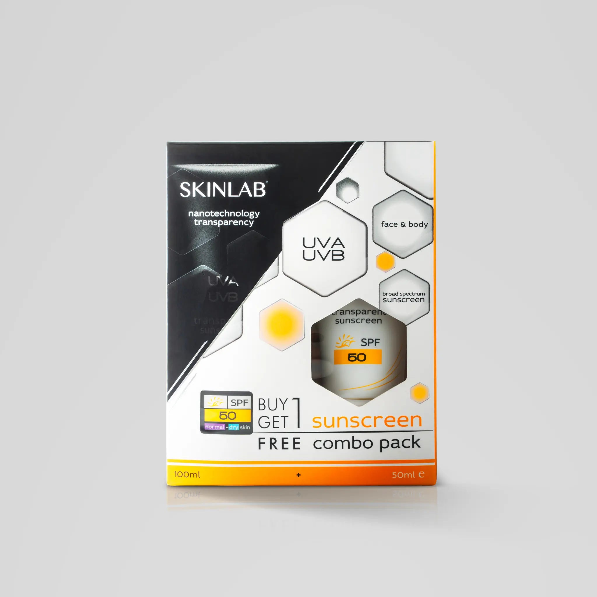 SKINLAB SPF 50 Sunscreen Combo Pack, UVA&UVB Protection 100ml & 50ml in UAE | Aurasence