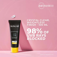 SKINLAB Sunscreen SPF 50 UVA/UVB Sun Protection For All Skin Types| Water Resistant & Transparent | 100ml