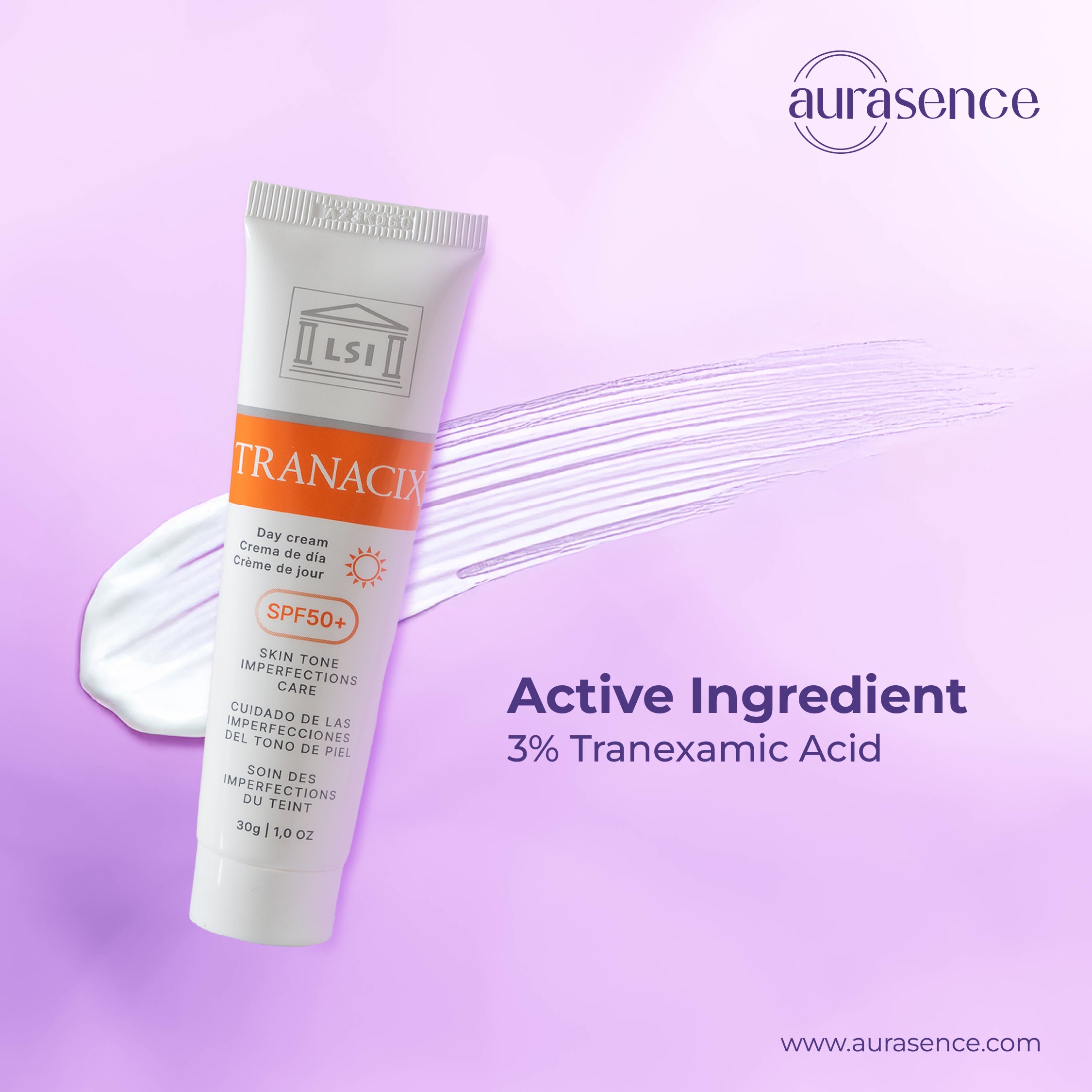 TRANACIX® Day Cream SPF50 in UAE – Active Ingredient: 3% Tranexamic Acid | Aurasence
