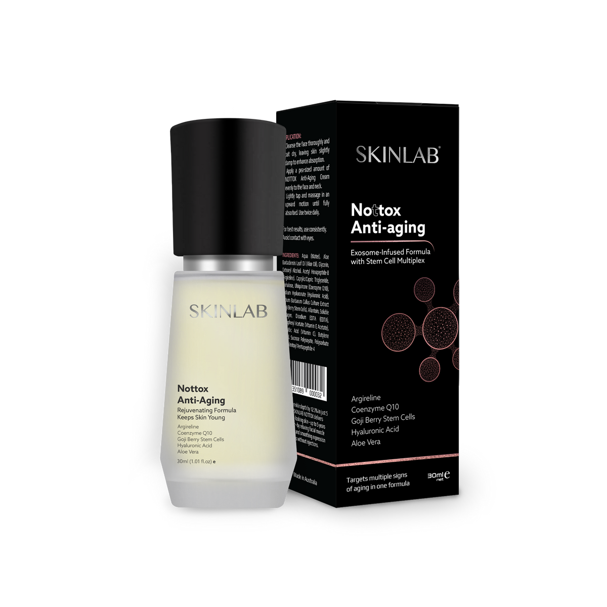 SKINLAB NOTTOX Anti-Aging Cream for Face & Neck with Argireline, Goji Berry Stem Cells, Exosomes & Hyaluronic Acid -30ml