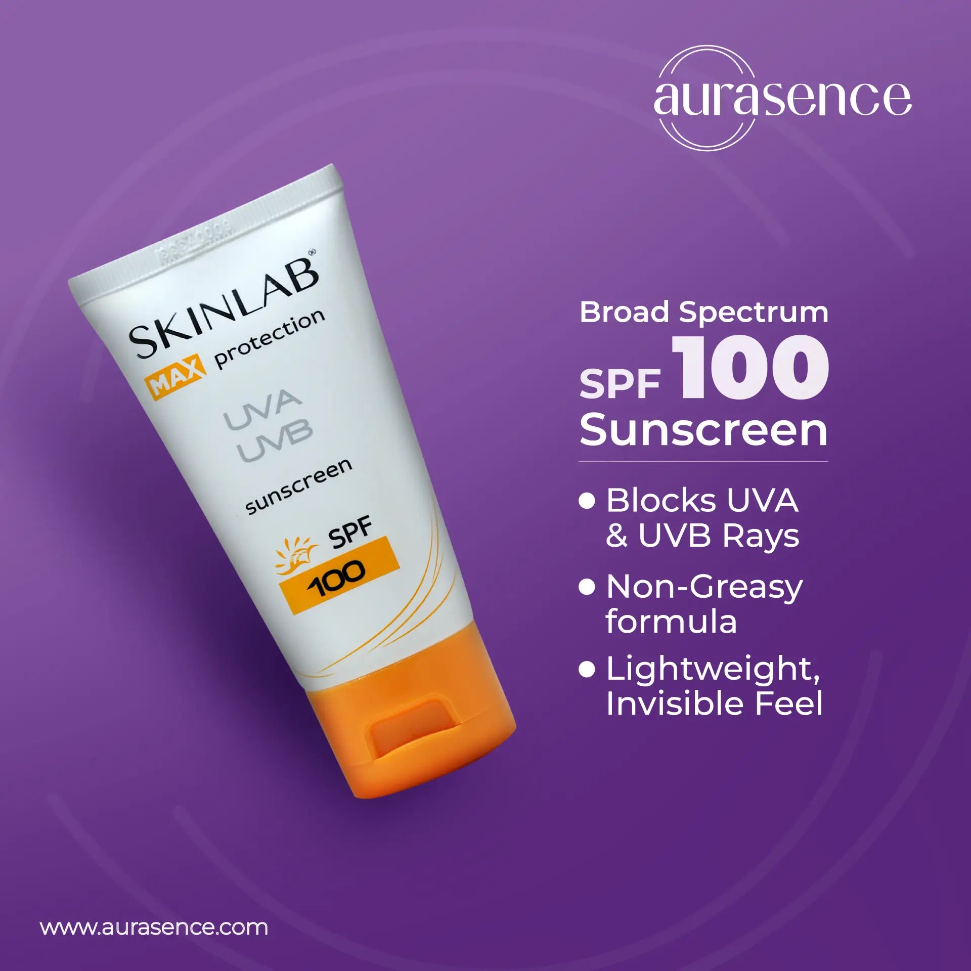 SKINLAB Sunscreen SPF100 UVA/UVB Sun Protection For All Skin Types| Water Resistant & Transparent | 50ml