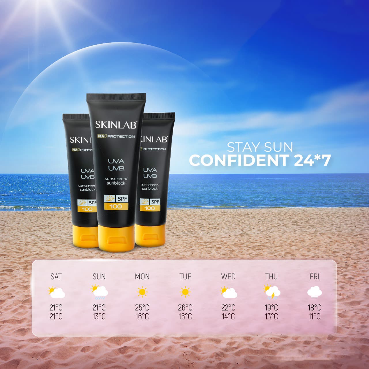 SKINLAB SPF100 Sunscreen Combo Pack, 100ml & 50ml