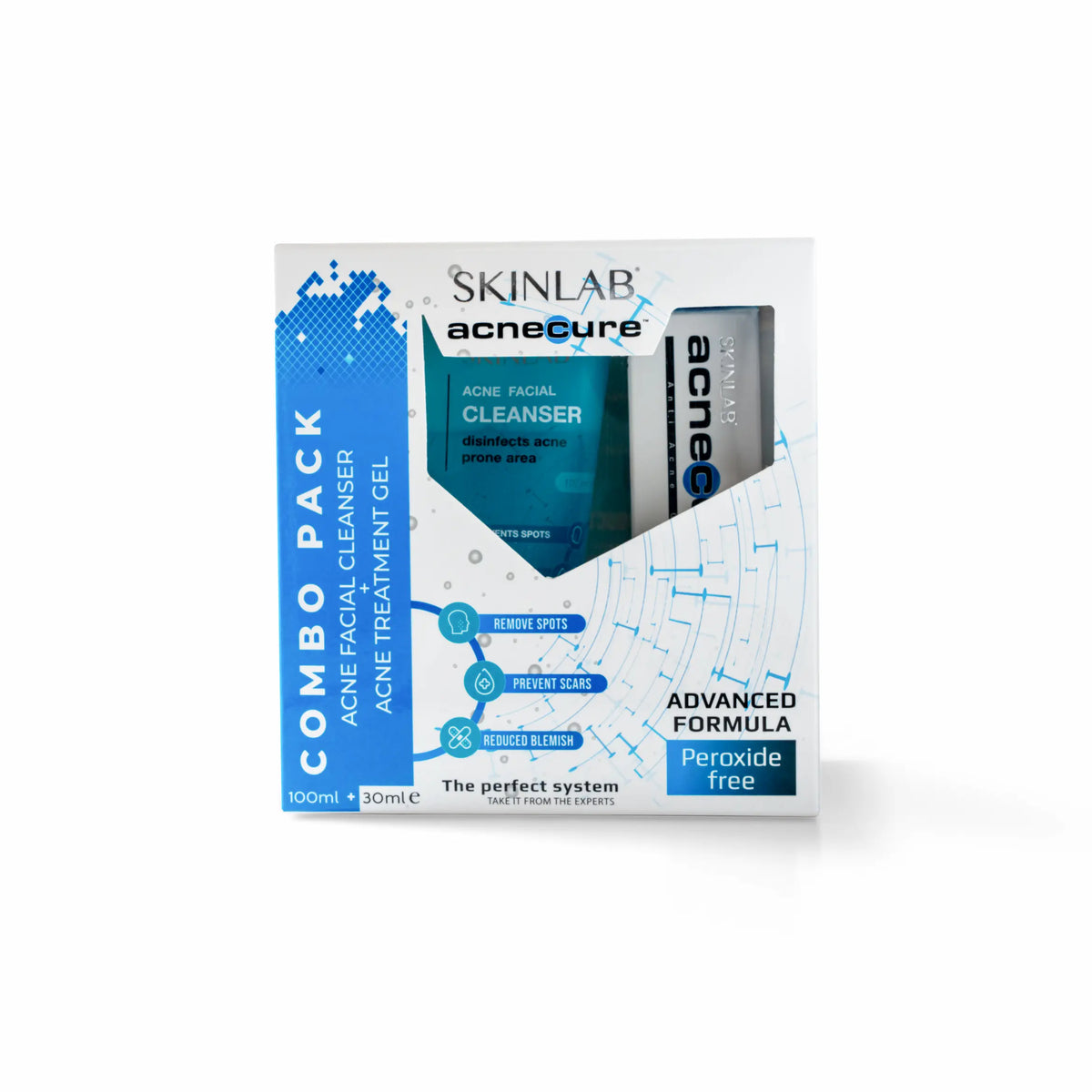 SKINLAB COMBO PACK Acne Facial Cleanser + Acne Treatment Gel 100ml & 30ml