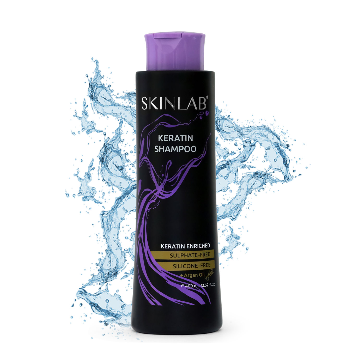 SKINLAB Keratin Shampoo 400ml | Keratin Enriched, Sulphate Free, Silicone Free, +Argan Oil