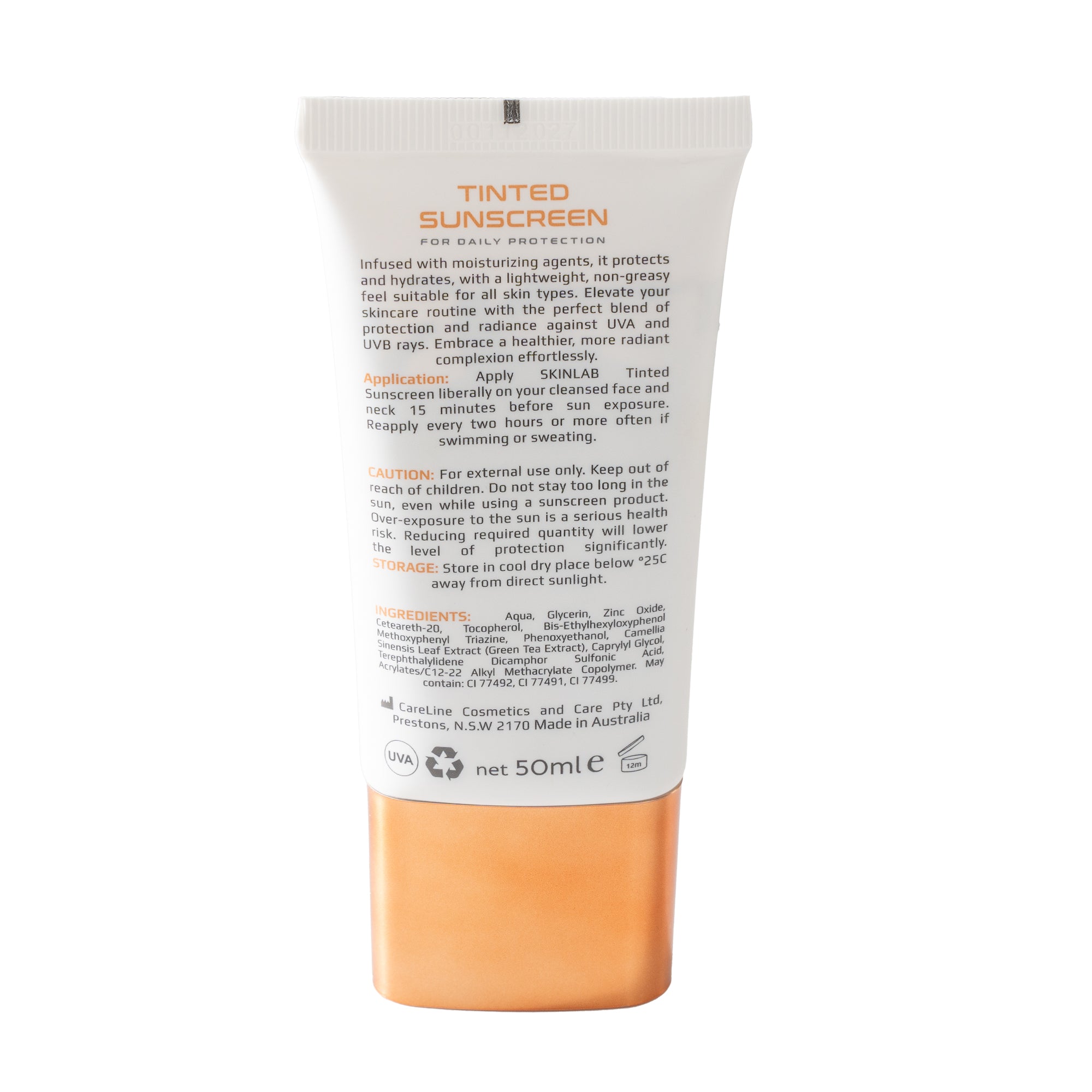 SKINLAB Tinted Sunscreen SPF 50 | UVA&UVB Protection for all skin types | Matte-Dry touch| 50ml